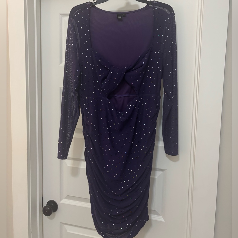 Deep Purple Rhinestone Mini Dress - Picture 7 of 8